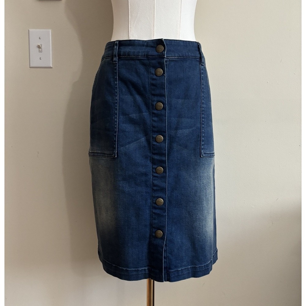 LL Bean Signature Denim Skirt Womens 12 Large Cottage Outdoor Classic‎ Cotton